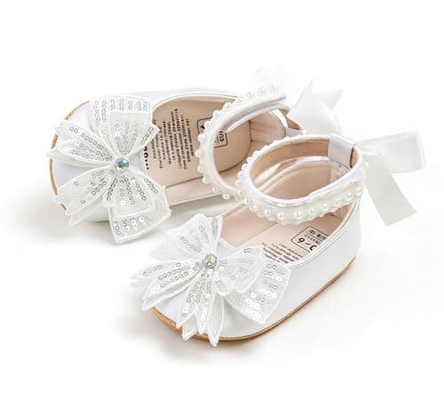 Baby Princess Shoes Mary Jane Infant First Walkers Shoes with Bow & Pearl — view 4