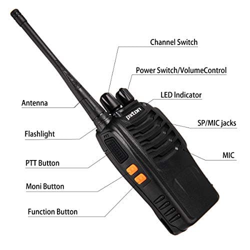 pxton Walkie Talkies Rechargeable Long Range Two-Way Radios with Earpieces,2-Way Radios UHF Handheld Transceiver Walky Talky with Flashlight Li-ion Battery and Charger（2 Pack） — view 4