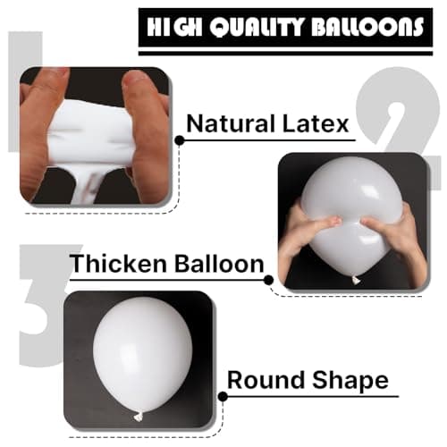 PartyWoo Balloons, 50 pcs 5 Inch Matte White Balloons, for Balloon Garland or Balloon Arch as Party Decorations, Wedding Decorations, Neutral Baby Shower Decorations, White-Y13 — view 7