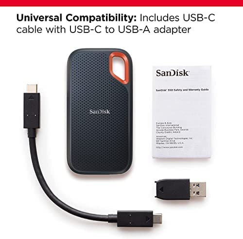 SANDISK 1TB Extreme Portable SSD (Old Model) - Up to 1050MB/s, USB-C, USB 3.2 Gen 2, IP65 Water and Dust Resistance, Updated Firmware - External Solid State Drive - SDSSDE61-1T00-G25 — view 2