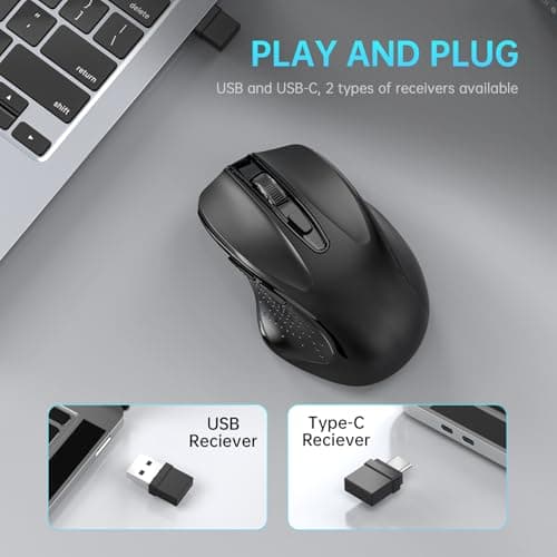 Qullqian Rechargeable Bluetooth Wireless Mouse for MacBook air/MacBook pro/Tablet/Mac/Laptop/Apple/pc/, Silent Slim Use Bluetooth 5.2/3.0 and 2.4GHz USB Type-C Receive — view 4
