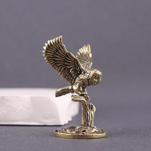 1Pc Antique Owl Figurine Brass Owl Ornament Metal Bird Animal Miniature Ornament for Tea Pet Home Office Desk Decoration — view 6
