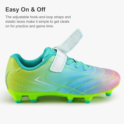 STELLE Kids Soccer Cleats Boys Girls Firm Ground Athletic Outdoor Football Soccer Shoes for Little/Big Kid(GCL005-Prism Pop,1ML) — view 4