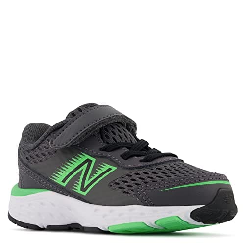 New Balance Kid's 680 V6 Hook and Loop Running Shoe, Magnet/Vibrant Spring/Black, 5 Wide Toddler