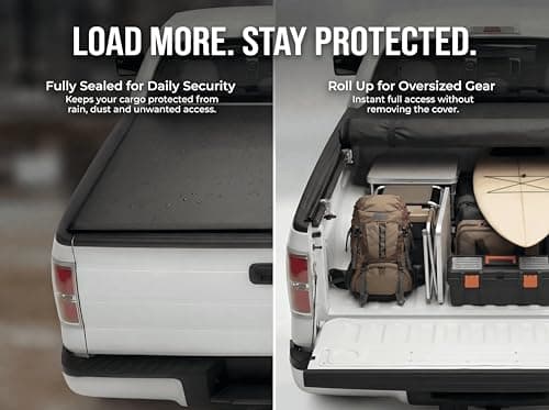 TRUXEN Soft Roll-Up Truck Bed Tonneau Cover for Ford F-150 2015-2026 6.5'(78.9") Bed Accessories, Waterproof Snowproof Roll Up Bed Cover with Reinforced Support Bars, No-Drill Pickup Truck Cover — view 3