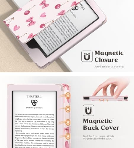 MoKo Case for 6" All-New eBook(11th Generation-2024/2022), Lightweight Shell Cover with Hand Strap Auto Wake/Sleep for E-Reader 11th Gen. 2024, Not fit Kobo Aura 2/Remarkable, Cherry Bow — view 5