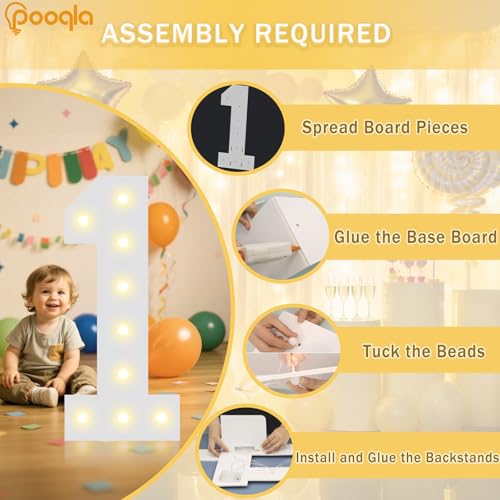 Pooqla 2.4FT Light Up Numbers, Marquee Numbers 2.4 Feet Tall Party Decor for Her Him, Mosaic Big Sign for 10th 20th 50th Birthday Anniversary Decoration Backdrop, Large Pre-Cut Frame Number 0 — view 3