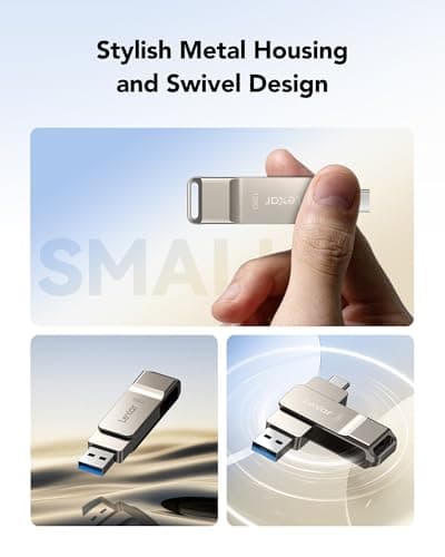 Lexar D40E 128GB Dual USB 3.2 Gen 1 Type-C Jump Drive, USB-C Flash Metal Housing Swivel Design Thumb Drive (Champagne Silver) — view 5