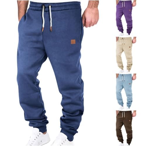 Big and Tall Sweatpants for Men Fleece Loose Running Drawstring Joggers Active Elastic Waist Cuffed Leg Tapered Pants Navy