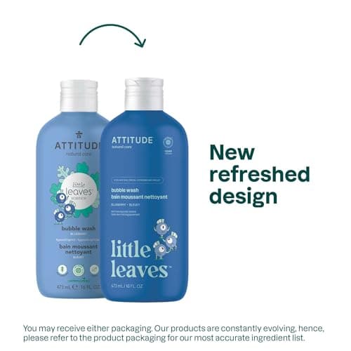ATTITUDE Bubble Wash for Kids, Made in Canada, EWG Verified, Plant- and Mineral-Based Natural Ingredients, Vegan and Cruelty-free, Blueberry, 473 mL