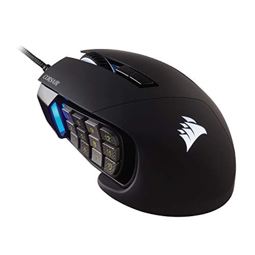 Corsair Scimitar RGB Elite Gaming Mouse for MOBA, MMO - 18,000 DPI - 17 Progammable Buttons - iCUE Compatible - Black