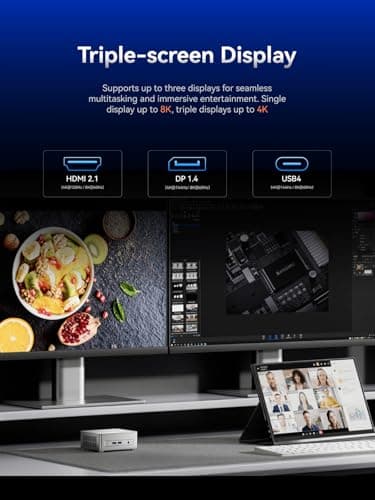 MINISFORUM X1 Lite-255 Mini PC AMD Ryzen 7 255 (8C/16T, Up to 4.9GHz), 64GB DDR5 1TB SSD, USB4/HDMI/DP 8K@60Hz Video Output, 2.5G LAN, OCuLink, Wi-Fi6E, BT5.2, Radeon 780M, Mini Computers Office Home — view 5
