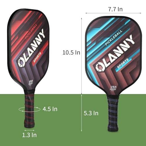 OLANNY Graphite Pickleball Paddles 4 Pack - Premium Rackets Fiber Face & Polymer Honeycomb Core Pickleball Set Includes 4 Pickleball Paddles + Balls+1 Bag (Twill Pickleball Paddles) — view 2