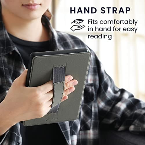 kwmobile Case Compatible with Amazon Kindle Scribe 11" (2025) Case - PU Cover w/Strap - Library Motto Multicolor