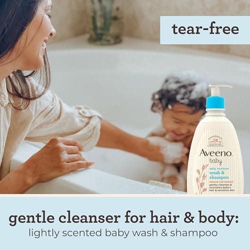 Aveeno Baby Wash and Shampoo - Gentle 2-in-1 Body Wash with Natural Oat Extract for Sensitive Skin - Tear-Free, Hypoallergenic Cleanser, Free from Parabens, Sulfates & Dyes - 975ml — view 3