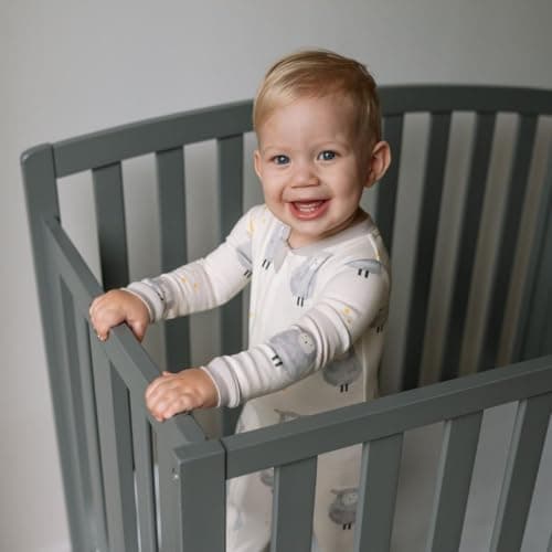 ZIPPYJAMZ Baby Sleepers, Organic GOTS Cotton Footed Pajamas, Inseam Zipper for Quicker and Easier Diaper Changes - Count Me to Sleep (0-3 Months) — view 4