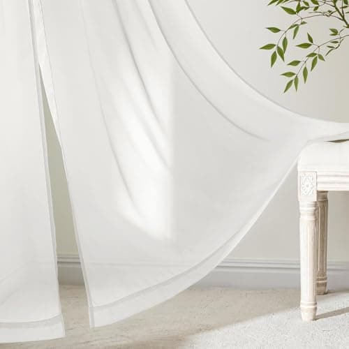 MIULEE Beige White Sheer Curtains 84 Inches Long, 4 Panels Set, Light Filtering Rod Pocket Voile Drapes for Living Room and Bedroom, Airy Soft Fabric Window Treatments, 42 x 84 Inches — view 5