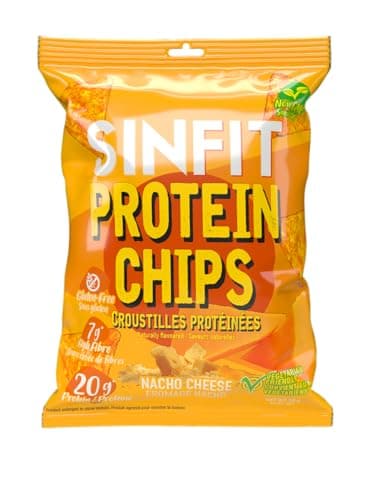 SinFit Protein Chips, 20g Protein/Bag, 50g-Bag, High Fiber, Low Carb, Gluten Free,7/box (7 Bags, Nacho Cheese) — view 3