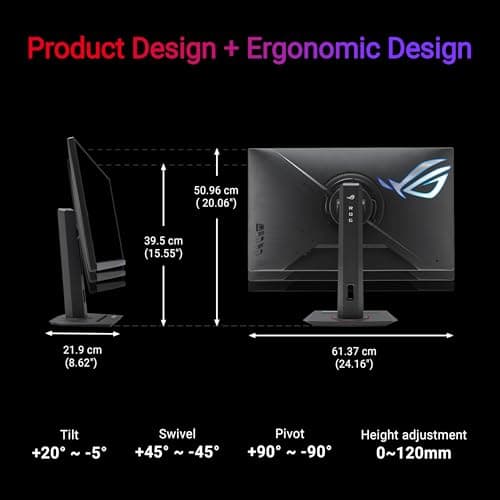 ASUS ROG Strix 27” 4K HDR USB-C Gaming Monitor (XG27UCG) – UHD (3840x2160) Dual Mode (4K 160Hz or FHD 320Hz), 1ms, Fast IPS, Extreme Low Motion Blur Sync, G-SYNC Compatible, AI Gaming, 3yr Warranty — view 3
