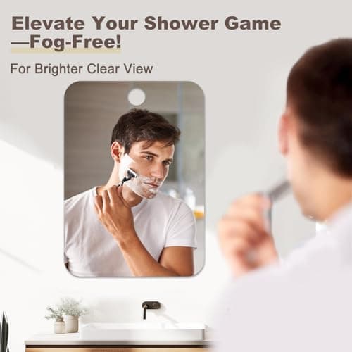 Nyosye Shower Mirror Fogless for Shaving Anti-Fog Frameless Wall Hanging Makeup,11.42" L x 7.87" W,Darkgrey — view 3