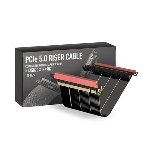 LINKUP - AVA5 PCIE 5.0 Riser Cable | RTX5090 RX9070 GPU Ready | x16 128GB/s Speed | Compatible with Nanoq S | Designed for Mini ITX Case | Double Reverse Black 20cm (Total Length 22cm)