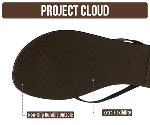 Project Cloud Flip Flops for Women Footwear- Lightweight and Memory Foam Insole Sandals for Women 2026 - Durable Non-Slip Beach Essentials Flats for Women Sandals (Foundations, Black, 7.5) — view 4