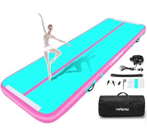 Tumble Track Mats for Gymnastics, Kids Air Gymnastics Mats for Tumbling Thick Inflatable Gymnastics Tumbling Track Mat 6.6/10/13/16.4/20ft Training Tumbling Mat with Electric Pump for Home/Water Fun — view 6