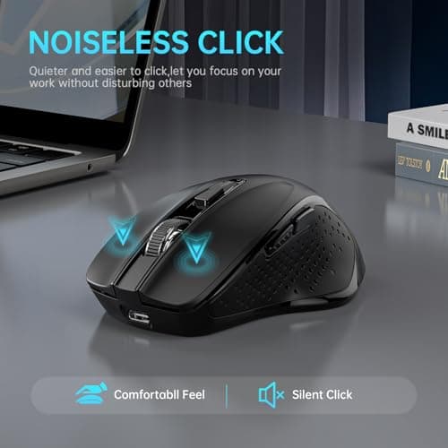 Qullqian Rechargeable Bluetooth Wireless Mouse for MacBook air/MacBook pro/Tablet/Mac/Laptop/Apple/pc/, Silent Slim Use Bluetooth 5.2/3.0 and 2.4GHz USB Type-C Receive — view 2