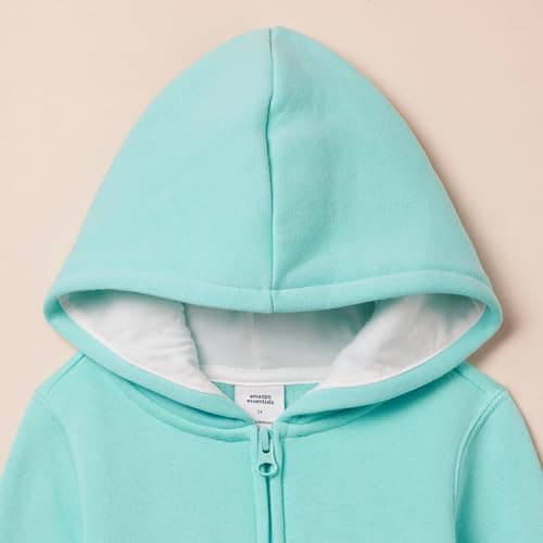 Amazon Essentials Girls' Fleece Zip-Up Hoodie Sweatshirts, Aqua, Small — view 3