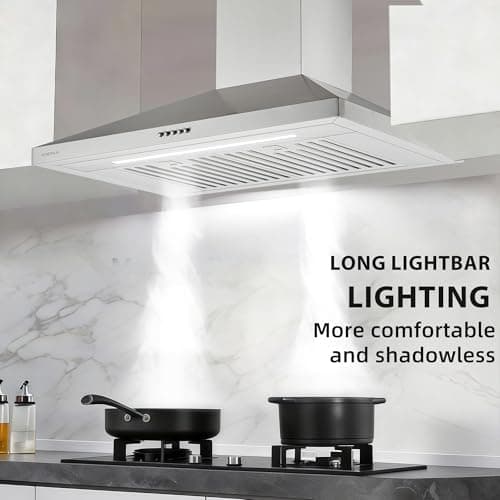 30 Inch(758mm) Wall Mount Range Hood, 550 CFM Stainless Steel Chimney Vent Hood, Ducted/Ductless Convertible, 3-Speed Push Button Control, Dishwasher-Safe Filters, LED Strip Light — view 5
