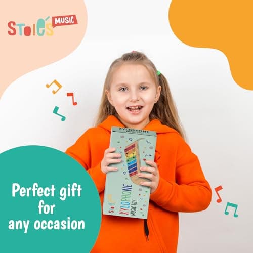 Stoie's Wooden Xylophone for Kids and Toddlers, Curved Design, 8 Notes of Rainbow Color, Tuned C-Key Xylophone with Mallets, Music Songbook, Kids Musical Instrument Educational Montessori Toys — view 4