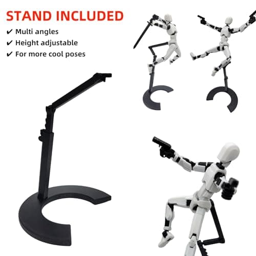 Assembled T13 Action Figure with Stand, 3D Printed Dummy, Fully Articulated Robot, Easy Action Figure, Accessories Included, Stop Motion Animation, Gift — view 3