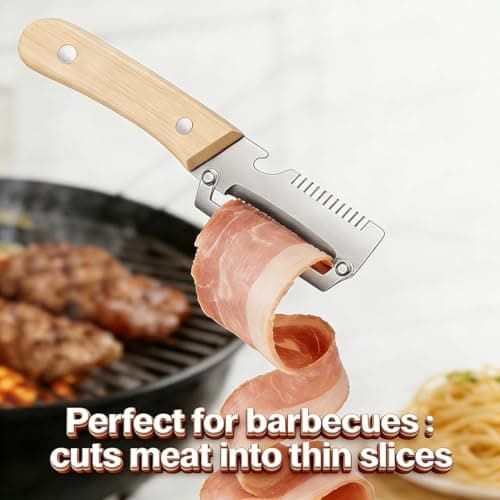 4 in 1 Multifunctional Vegetable Peeler with Wooden Handle Ultimate Kitchen Tool for Fruit Vegetables Meat Slicing Green Onion Shredding & Bottle Cap Opener (2pcs) — view 2