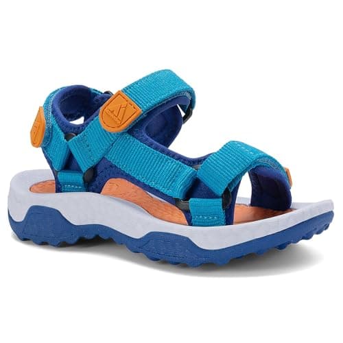 Mishansha Boys Girls Sandals with Three Adjustable Straps Open-Toe Summer Outdoor Athletic Sandals 11 Little Kid Blue