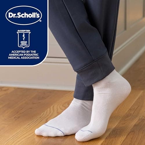 Dr. Scholl's Mens Diabetes & Circulator - 4 6 Pair Packs Non-binding Comfort And Moisture Management Sock, White, 7-12 US — view 5