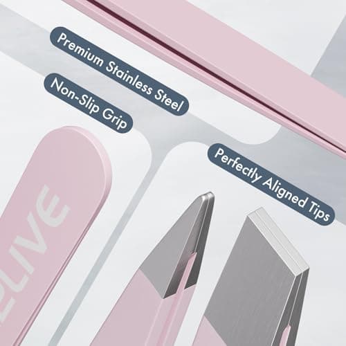 EZ2LIVE Tweezers for Women Facial Hair, Eyebrow Kit with Tweezers for Women and Men, 8 Pack Precision Tweezers Set, Splinter, Ingrown Hair Removal Kit, Stainless Steel Tweezers for Eyebrow, Light Pink — view 3