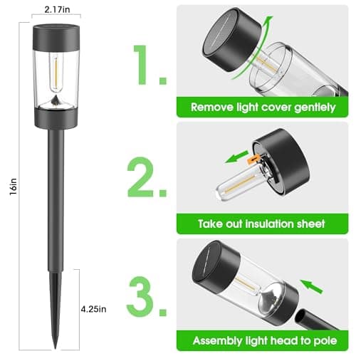 Eyrosa Solar Lights Outdoor, 12 Pack Waterproof Solar Landscape Lighting for Pathway Garden Yard Path Walkway Driveway Lawn Patio Outside Decor, Warm White — view 3