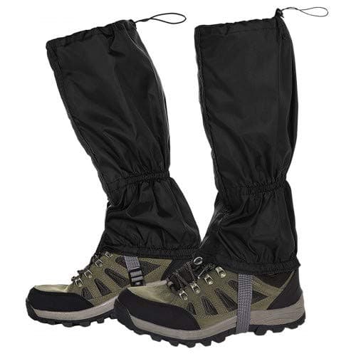 volumoon Polainas Impermeable, 39 cm Polainas a Prueba de Nieve Al Aire Libre, Transpirables Antipicaduras Oxford Polainas, para Caza Montaña Esquí Aire Libre Viaje (1 Par, Negro)