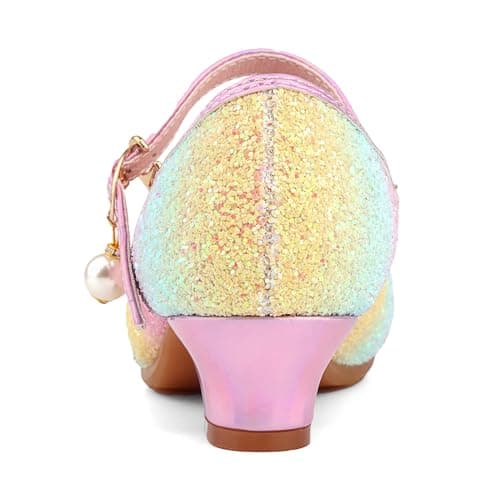 EDOSIR Girls Princess Sparkle Shoes Fancy Heels Girls Party Shoes Dress Heel for Girls Play Shoes,12 Little Kid — view 4