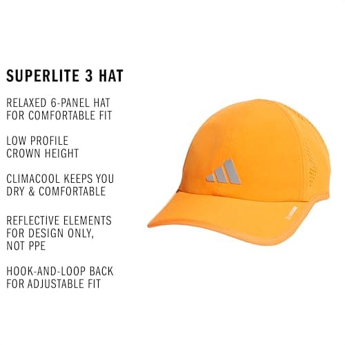 adidas Men's Superlite Hat – Lightweight Moisture-Wicking Cap for Workout and Training, Pure Orange/Silver Metallic/White/3, OSFA