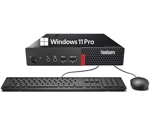 Lenovo ThinkCentre M710q Tiny Desktop, Core 6th Gen, 8GB DDR4 RAM, 256GB SSD, DisplayPort, Keyboard & Mouse, WiFi, BT, Windows 11 Pro (Renewed)