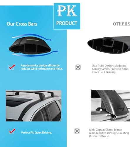 Upgraded Silent Roof Racks for 2013-2018 Hyundai Santa Fe Sport & Santa Fe XL, Anti-Theft Cross Bars for Rooftop Cargo Ski Kayak Bike Accessories — view 2