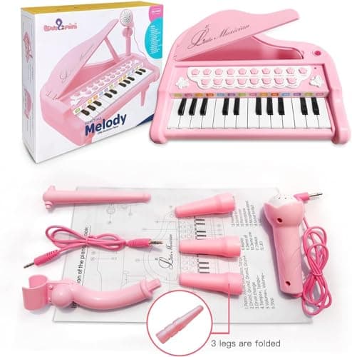 Love&Mini Piano Keyboard Toy for Girls - 24 Keys Toddler Music Toy Instrument with Microphone, Pink Piano Toy for 3+ Years Old Girls Birthday Gift — view 5