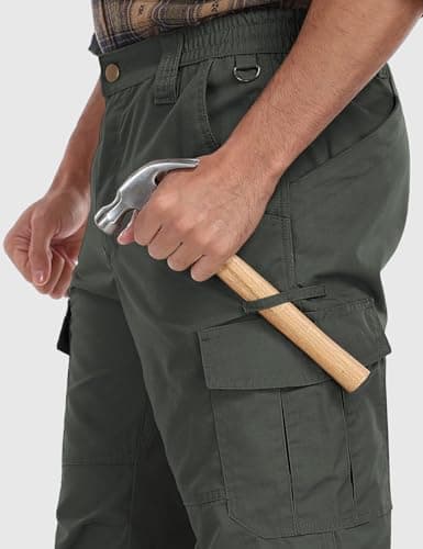SPOSULEI Men's Cargo Work Pants Waterproof Ripstop Tactical Lightweight Durable Work Pants with 7 Pockets for Construction, Outdoor Working Army Green 30Wx30L — view 2