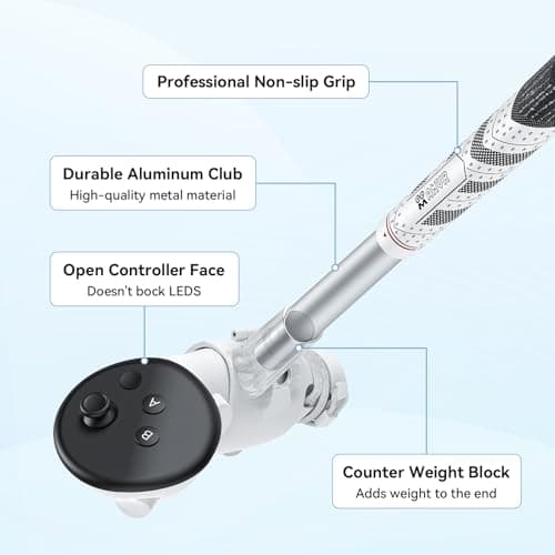 AMVR Golf Club Attachment Compatible with Quest 3/Quest 3s Accessories, Non-Slip VR Handle Grip for Golf +, 80 Degree Design Keep Tracking (for Right Controller) — view 5