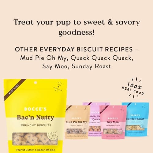 Bocce's Bakery Oven Baked Bac'N Nutty Treats for Dogs, Everyday Wheat-Free Dog Treats, Made with Real Ingredients, Baked in The USA, Natural PB & Bacon Biscuits, 5 oz — view 3