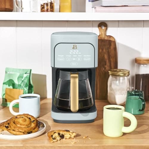 B - 12-Cup Programmable Coffee Maker with Touch Controls, Auto Brew Timer, Reusable Filter, Large Glass Carafe, Countertop Coffee Machine (Hydrangea) — view 3
