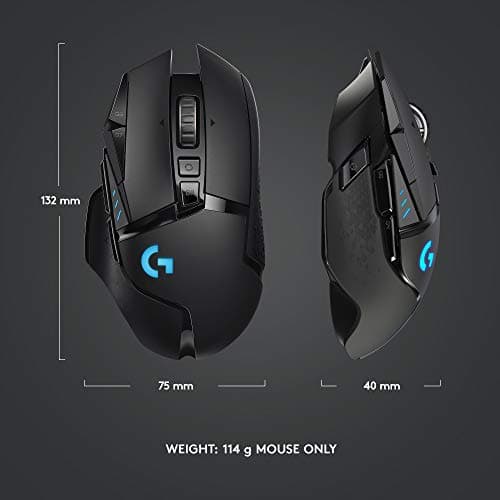 Logitech G502 Lightspeed Wireless Gaming Mouse with Hero 25K Sensor, PowerPlay Compatible, Tunable Weights and Lightsync RGB - Black — view 9