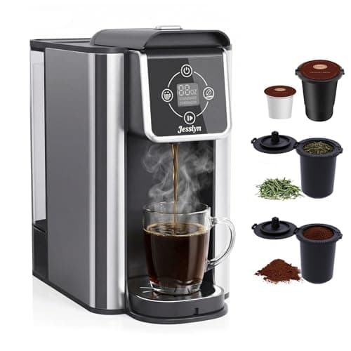 Jesslyn 3-in-1 Single Serve Coffee Maker, Compatible with K-Cup Pods, Ground Coffee & Loose Leaf Tea, Coffee Machine with 50oz Removable Water Reservoir, 6-10oz Brew Sizes, Fast Brewing(Black)