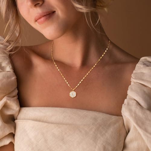 Patwes Cross Necklace for Women Dainty 14K Gold Plated Cross Coin Necklace Simple Round Disc Pendant Minimalist Cute Charm Everyday Religious Jewelry Gifts (sequin chain) — view 2